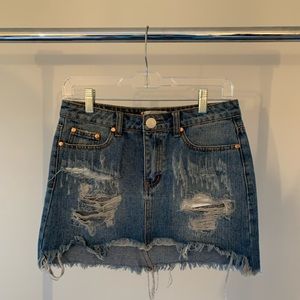 Ripped jean skirt